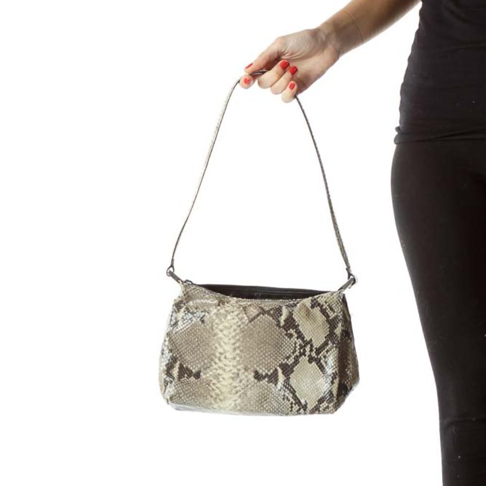 Tusk Green Black Faux Python Skin Shoulder Bag